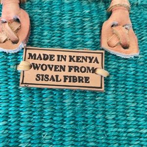 NWOT Little Woven Long Tote From Kenya Pretty Teal
